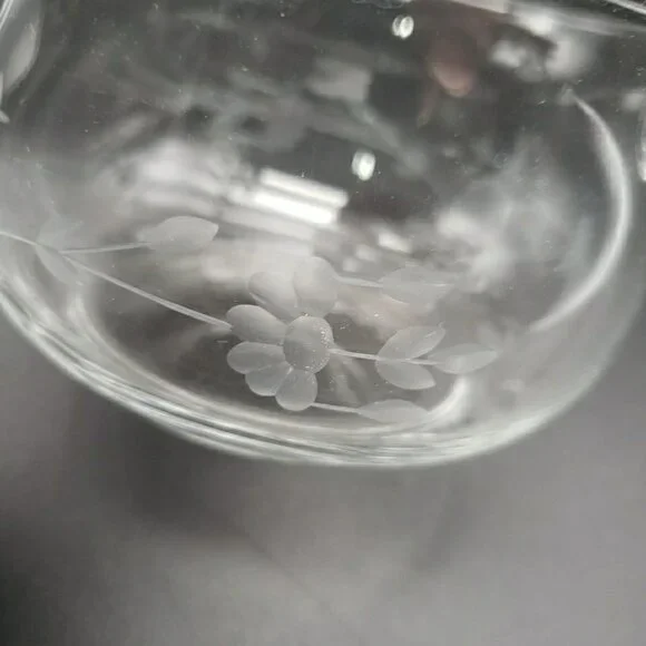 Princess House #685 Heritage Crystal Handled Basket 5" Clear Blown Glass VTG - Picture 10 of 11